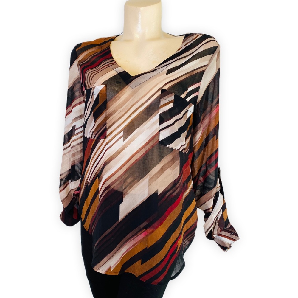 Women's Sheer Loose Fit Blouse long sleeve by Le Château• Size Medium